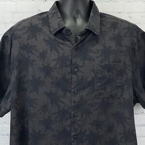Nat Nast Camp Shirt Button Front Palm Trees Pocket Silk Blend Brown XXL 2XL